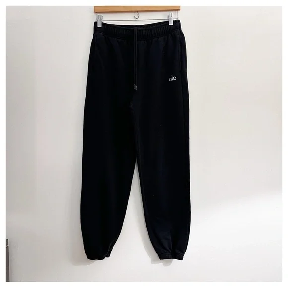 Alo Yoga Track Pants fleece black size medium - Picture 2 of 4
